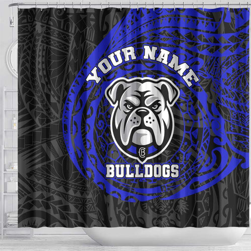 Personalized Canterbury-Bankstown Bulldogs Shower Curtain Polynesian Tribal Chest and Sleeve Tattoo