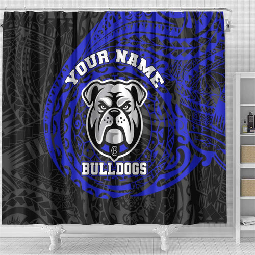 Personalized Canterbury-Bankstown Bulldogs Shower Curtain Polynesian Tribal Chest and Sleeve Tattoo