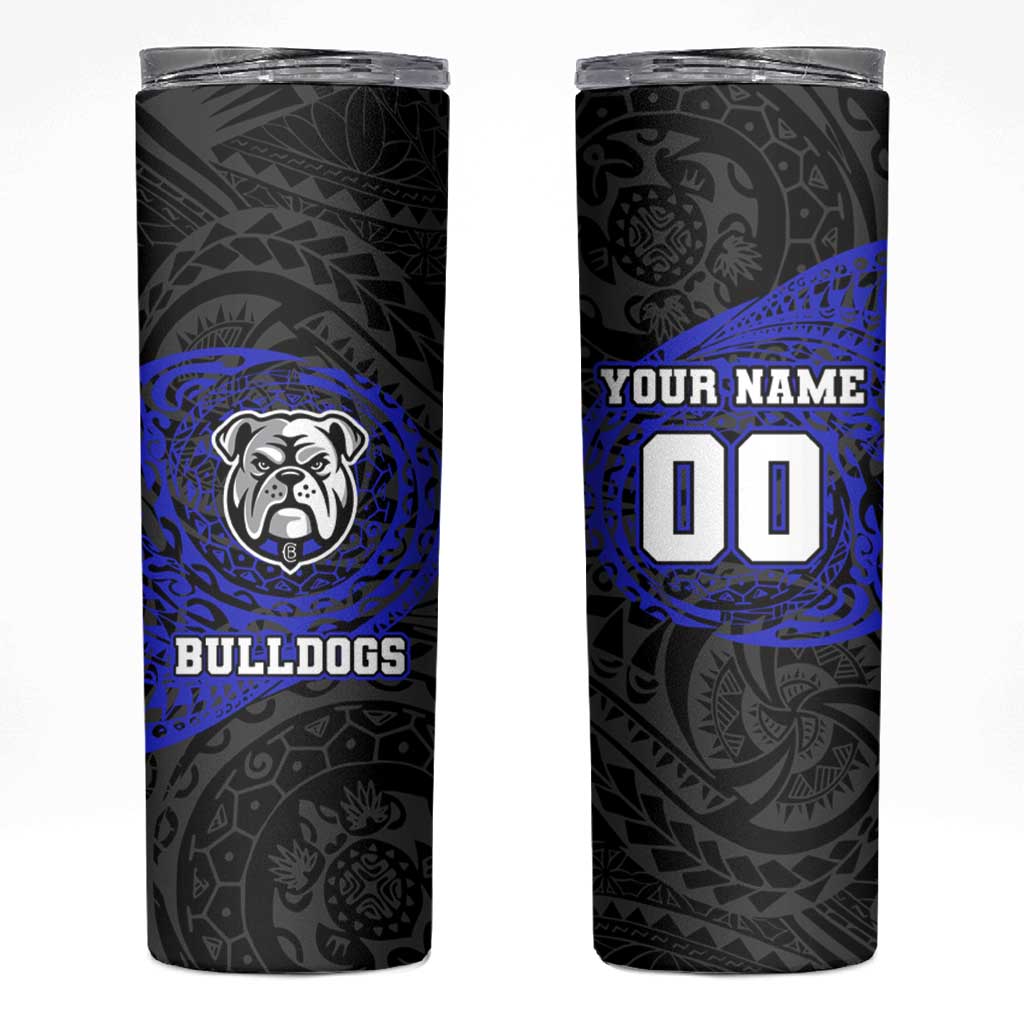 Personalized Canterbury-Bankstown Bulldogs Skinny Tumbler Polynesian Tribal Chest and Sleeve Tattoo