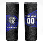 Personalized Canterbury-Bankstown Bulldogs Skinny Tumbler Polynesian Tribal Chest and Sleeve Tattoo