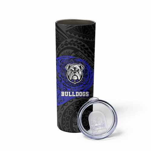 Personalized Canterbury-Bankstown Bulldogs Skinny Tumbler Polynesian Tribal Chest and Sleeve Tattoo