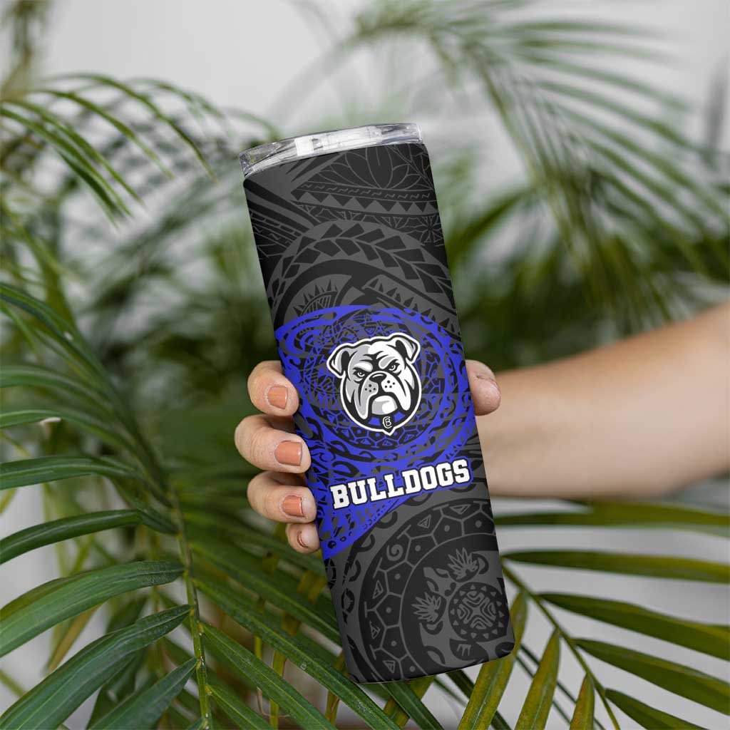 Personalized Canterbury-Bankstown Bulldogs Skinny Tumbler Polynesian Tribal Chest and Sleeve Tattoo