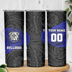 Personalized Canterbury-Bankstown Bulldogs Skinny Tumbler Polynesian Tribal Chest and Sleeve Tattoo