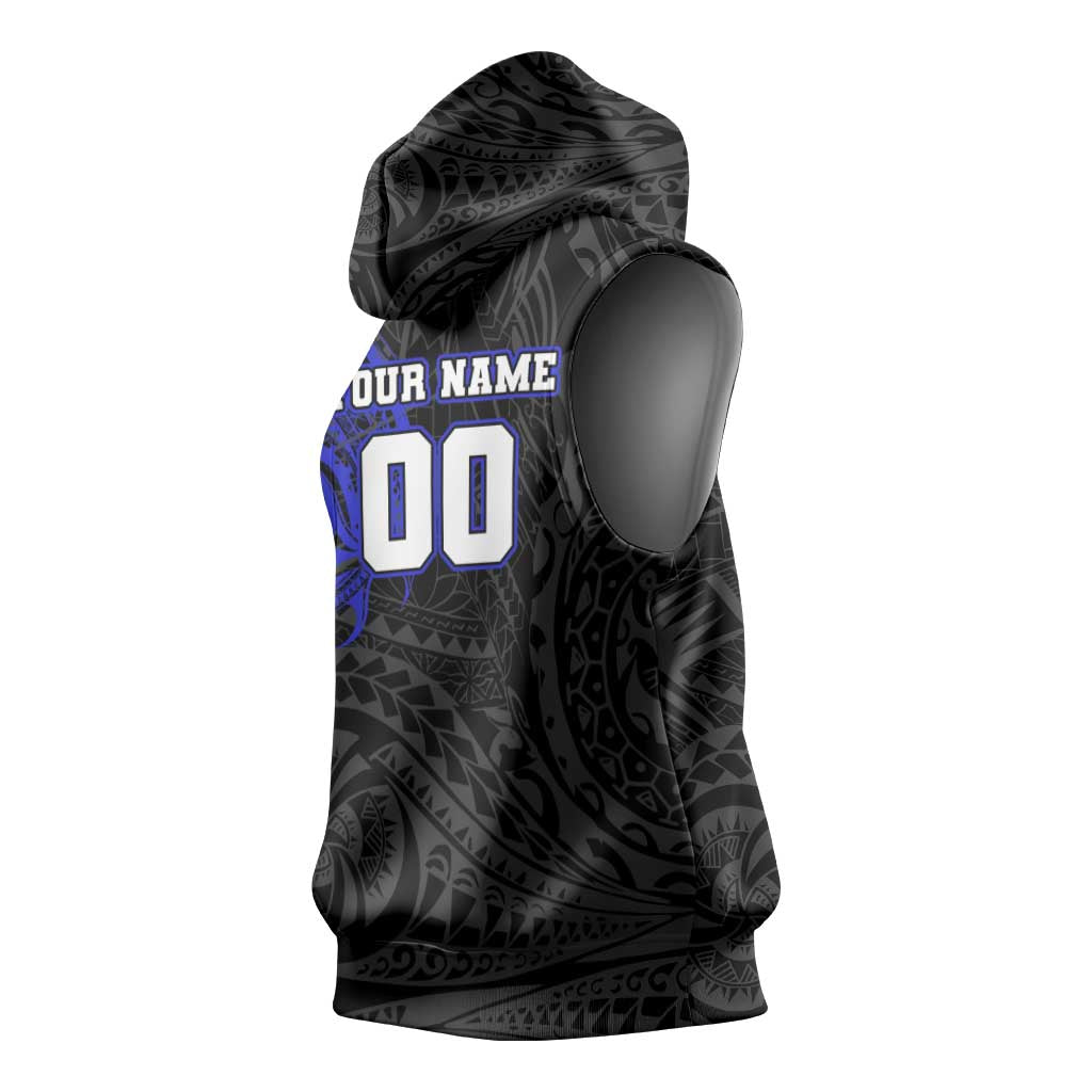 Personalized Canterbury-Bankstown Bulldogs Sleeveless Hoodie Polynesian Tribal Chest and Sleeve Tattoo