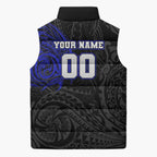Personalized Canterbury-Bankstown Bulldogs Sleeveless Puffer Jacket Polynesian Tribal Chest and Sleeve Tattoo