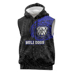Personalized Canterbury-Bankstown Bulldogs Sleeveless Zip Hoodie Polynesian Tribal Chest and Sleeve Tattoo