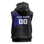 Personalized Canterbury-Bankstown Bulldogs Sleeveless Zip Hoodie Polynesian Tribal Chest and Sleeve Tattoo