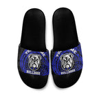 Personalized Canterbury-Bankstown Bulldogs Slide Sandals Polynesian Tribal Chest and Sleeve Tattoo