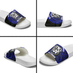 Personalized Canterbury-Bankstown Bulldogs Slide Sandals Polynesian Tribal Chest and Sleeve Tattoo