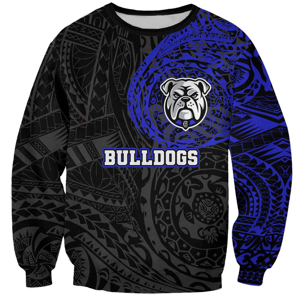 Personalized Canterbury-Bankstown Bulldogs Sweatshirt Polynesian Tribal Chest and Sleeve Tattoo