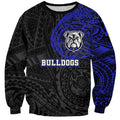 Personalized Canterbury-Bankstown Bulldogs Sweatshirt Polynesian Tribal Chest and Sleeve Tattoo