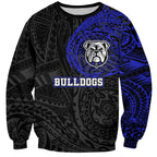 Personalized Canterbury-Bankstown Bulldogs Sweatshirt Polynesian Tribal Chest and Sleeve Tattoo