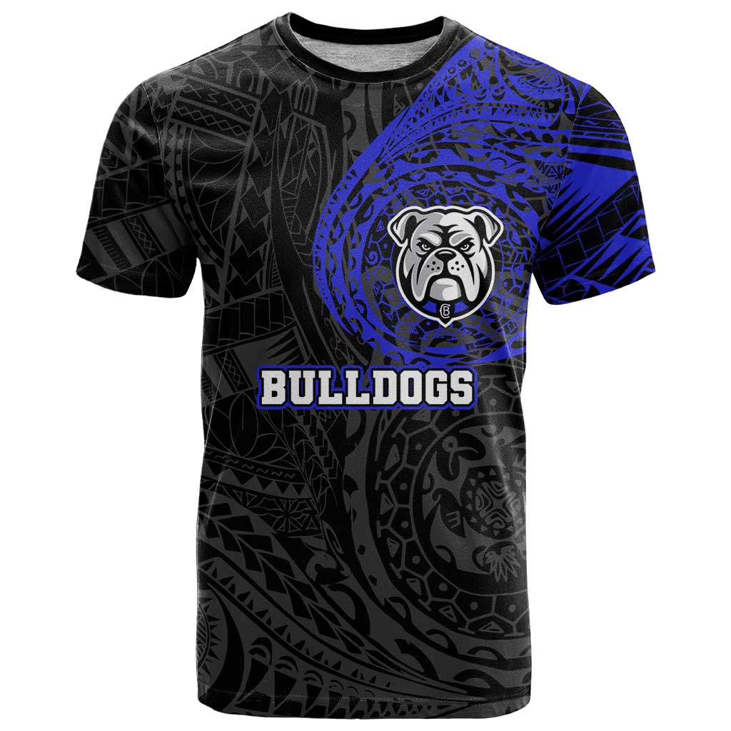 Personalized Canterbury-Bankstown Bulldogs T Shirt Polynesian Tribal Chest and Sleeve Tattoo