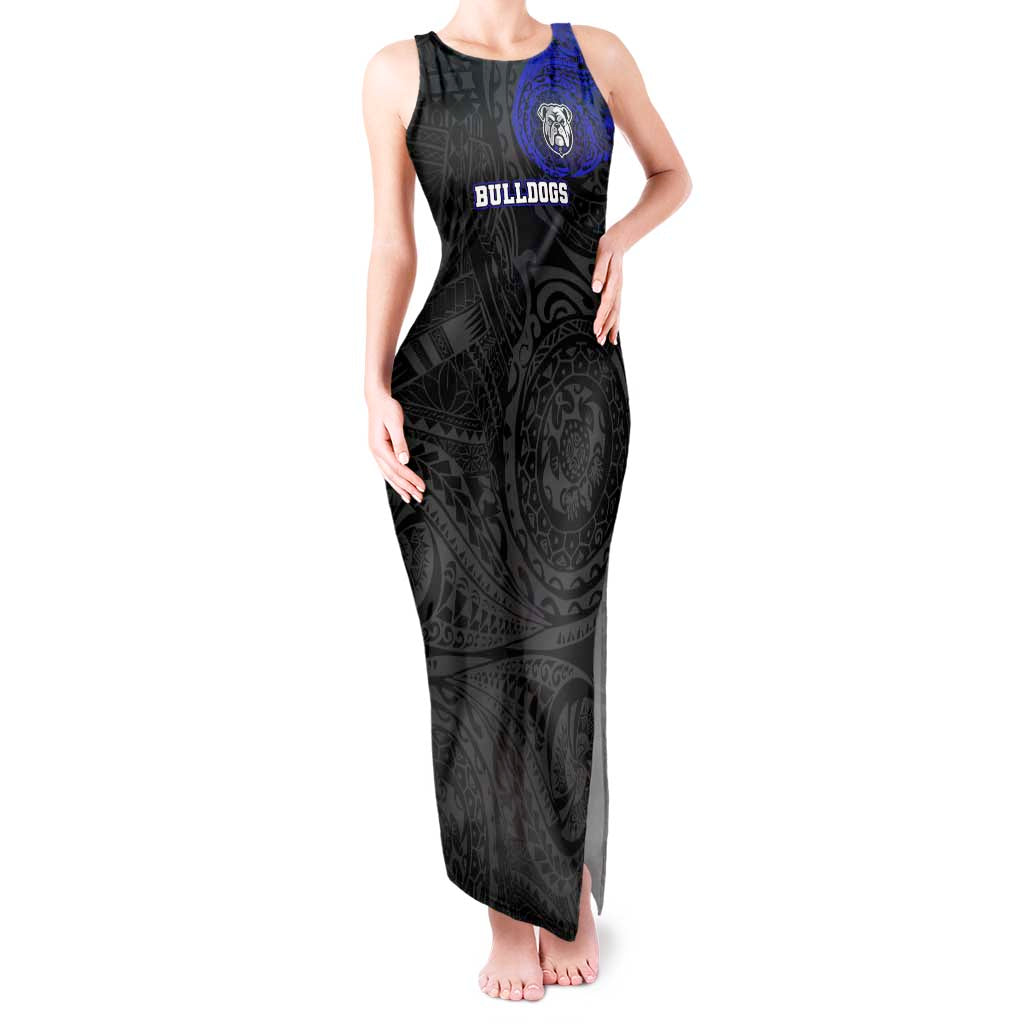 Personalized Canterbury-Bankstown Bulldogs Tank Maxi Dress Polynesian Tribal Chest and Sleeve Tattoo