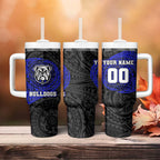 Personalized Canterbury-Bankstown Bulldogs Tumbler With Handle Polynesian Tribal Chest and Sleeve Tattoo