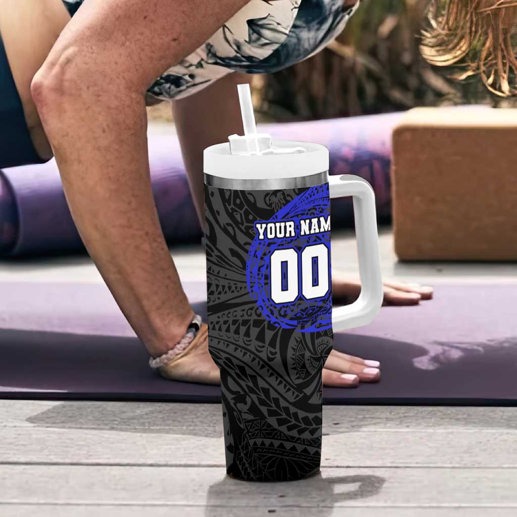 Personalized Canterbury-Bankstown Bulldogs Tumbler With Handle Polynesian Tribal Chest and Sleeve Tattoo