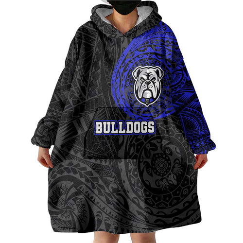 Personalized Canterbury-Bankstown Bulldogs Wearable Blanket Hoodie Polynesian Tribal Chest and Sleeve Tattoo