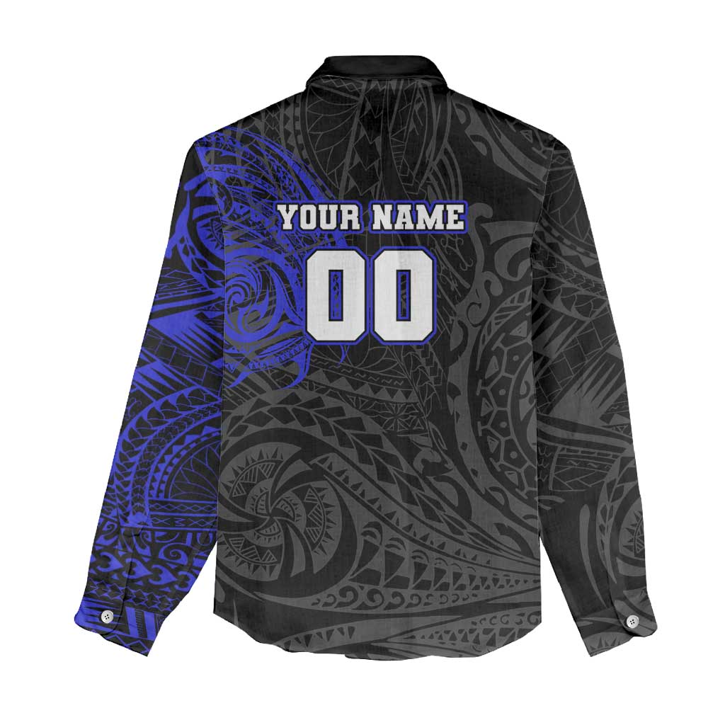 Personalized Canterbury-Bankstown Bulldogs Women Casual Shirt Polynesian Tribal Chest and Sleeve Tattoo
