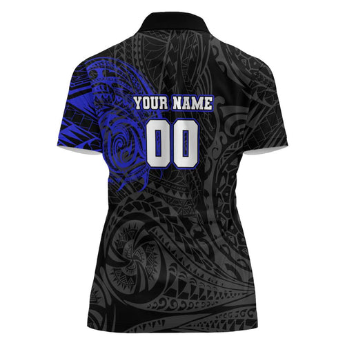 Personalized Canterbury-Bankstown Bulldogs Women Polo Shirt Polynesian Tribal Chest and Sleeve Tattoo