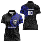 Personalized Canterbury-Bankstown Bulldogs Women Polo Shirt Polynesian Tribal Chest and Sleeve Tattoo