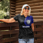Personalized Canterbury-Bankstown Bulldogs Women Polo Shirt Polynesian Tribal Chest and Sleeve Tattoo