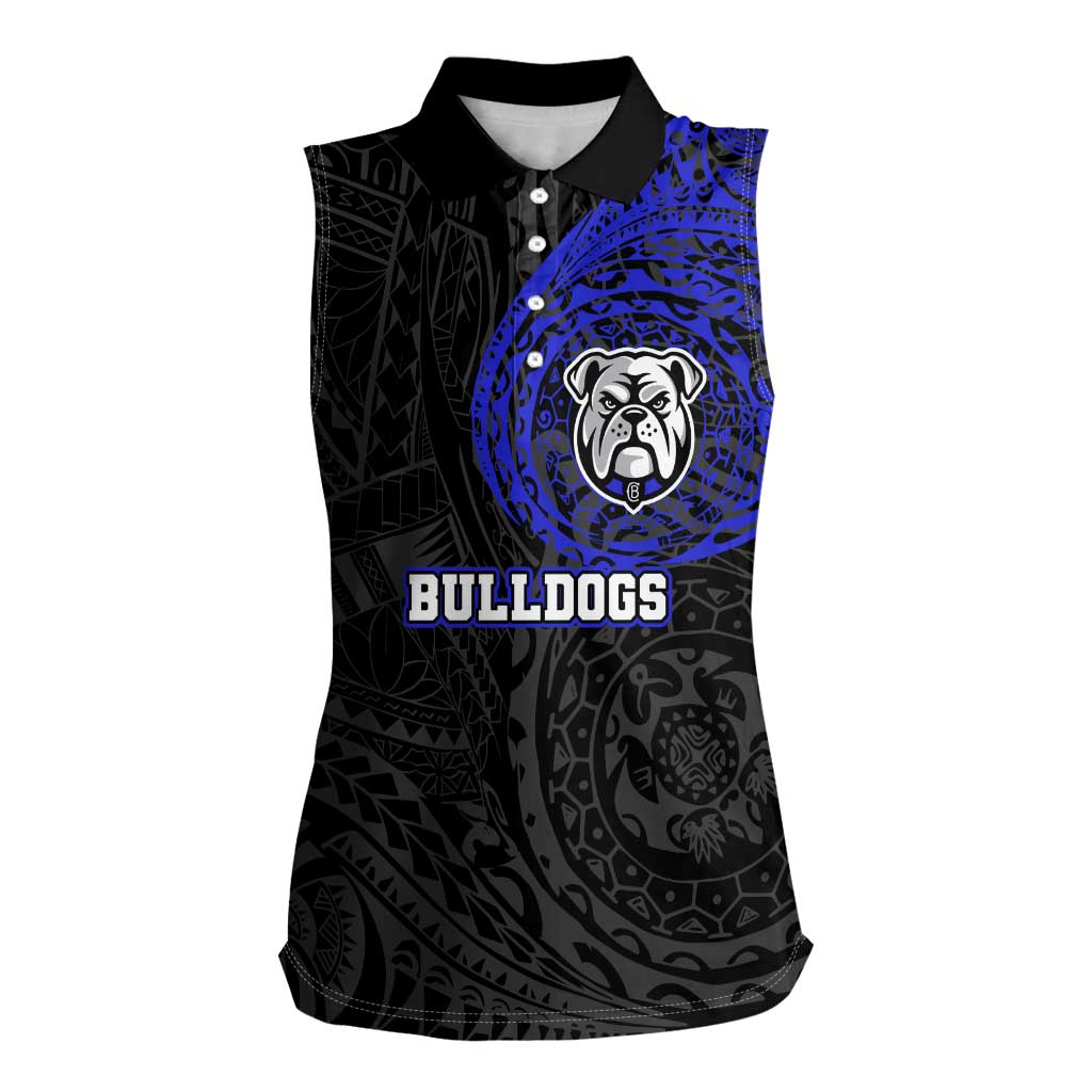 Personalized Canterbury-Bankstown Bulldogs Women Sleeveless Polo Shirt Polynesian Tribal Chest and Sleeve Tattoo