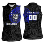 Personalized Canterbury-Bankstown Bulldogs Women Sleeveless Polo Shirt Polynesian Tribal Chest and Sleeve Tattoo