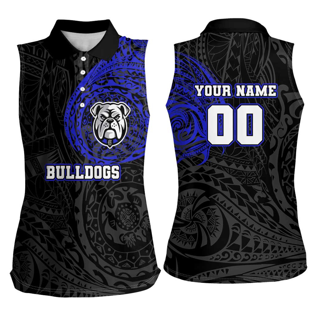 Personalized Canterbury-Bankstown Bulldogs Women Sleeveless Polo Shirt Polynesian Tribal Chest and Sleeve Tattoo