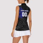 Personalized Canterbury-Bankstown Bulldogs Women Sleeveless Polo Shirt Polynesian Tribal Chest and Sleeve Tattoo