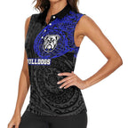 Personalized Canterbury-Bankstown Bulldogs Women Sleeveless Polo Shirt Polynesian Tribal Chest and Sleeve Tattoo