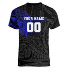 Personalized Canterbury-Bankstown Bulldogs Women V-Neck T-Shirt Polynesian Tribal Chest and Sleeve Tattoo