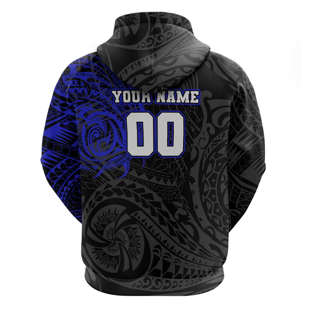 Personalized Canterbury-Bankstown Bulldogs Zip Hoodie Polynesian Tribal Chest and Sleeve Tattoo
