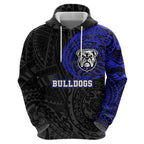 Personalized Canterbury-Bankstown Bulldogs Zip Hoodie Polynesian Tribal Chest and Sleeve Tattoo