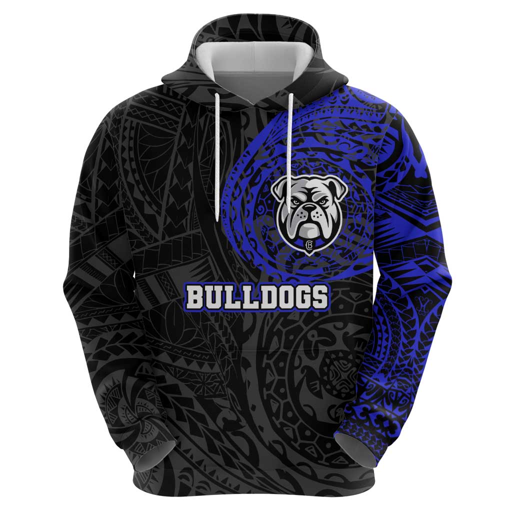Personalized Canterbury-Bankstown Bulldogs Zip Hoodie Polynesian Tribal Chest and Sleeve Tattoo