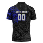 Personalized Canterbury-Bankstown Bulldogs Zipper Polo Shirt Polynesian Tribal Chest and Sleeve Tattoo