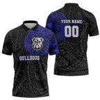 Personalized Canterbury-Bankstown Bulldogs Zipper Polo Shirt Polynesian Tribal Chest and Sleeve Tattoo