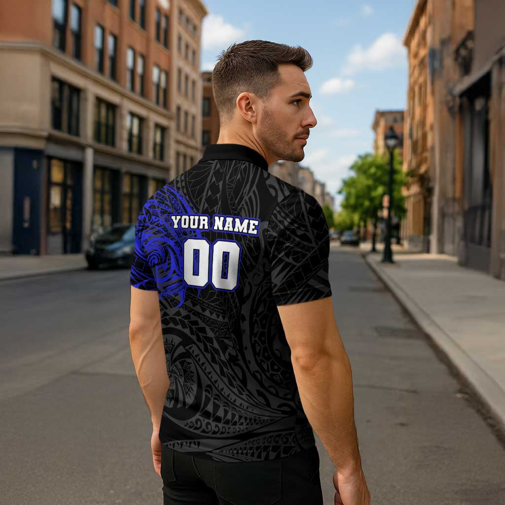 Personalized Canterbury-Bankstown Bulldogs Zipper Polo Shirt Polynesian Tribal Chest and Sleeve Tattoo