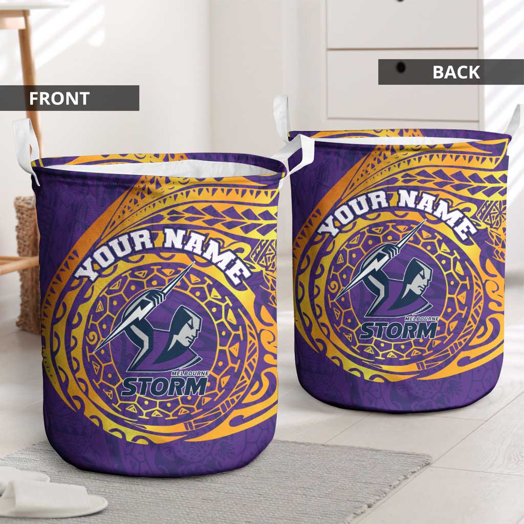 Personalized Melbourne Storm Laundry Basket Polynesian Tribal Chest and Sleeve Tattoo
