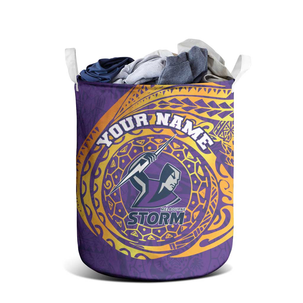 Personalized Melbourne Storm Laundry Basket Polynesian Tribal Chest and Sleeve Tattoo