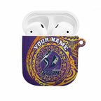 Personalized Melbourne Storm AirPods Case Polynesian Tribal Chest and Sleeve Tattoo