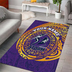 Personalized Melbourne Storm Area Rug Polynesian Tribal Chest and Sleeve Tattoo