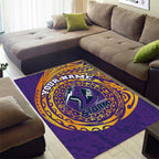 Personalized Melbourne Storm Area Rug Polynesian Tribal Chest and Sleeve Tattoo