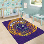 Personalized Melbourne Storm Area Rug Polynesian Tribal Chest and Sleeve Tattoo