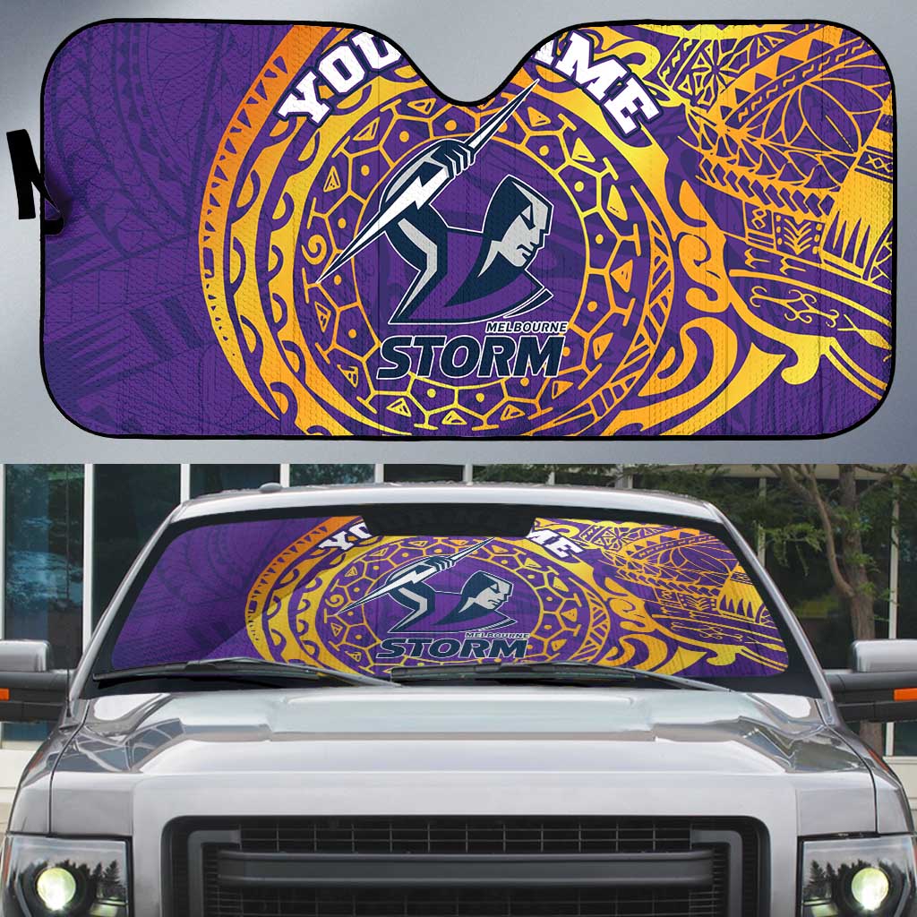 Personalized Melbourne Storm Auto Sun Shade Polynesian Tribal Chest and Sleeve Tattoo