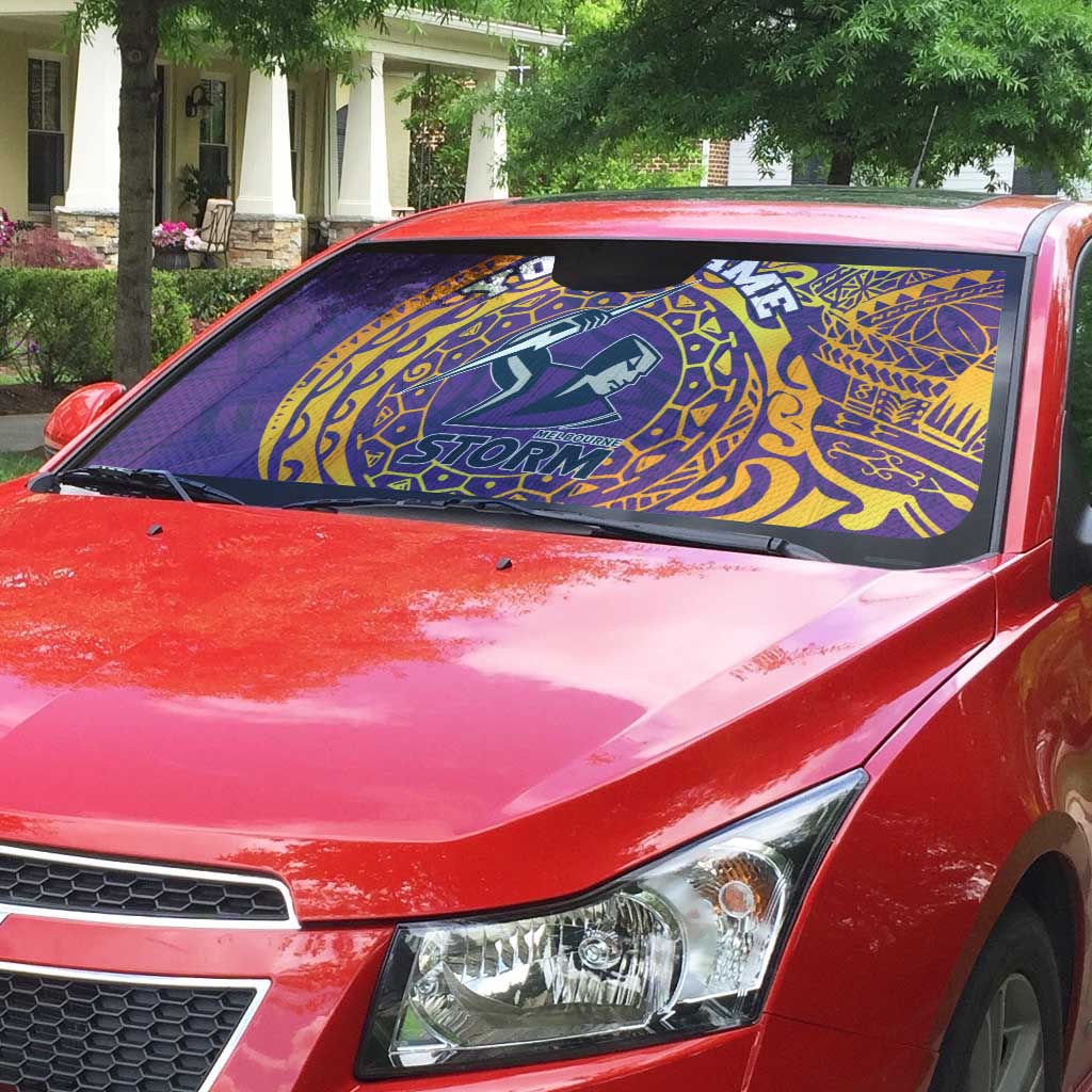 Personalized Melbourne Storm Auto Sun Shade Polynesian Tribal Chest and Sleeve Tattoo