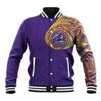 Personalized Melbourne Storm Baseball Jacket Polynesian Tribal Chest and Sleeve Tattoo