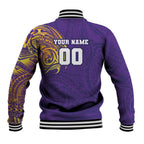 Personalized Melbourne Storm Baseball Jacket Polynesian Tribal Chest and Sleeve Tattoo