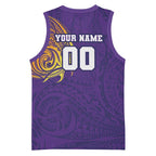 Personalized Melbourne Storm Basketball Jersey Polynesian Tribal Chest and Sleeve Tattoo