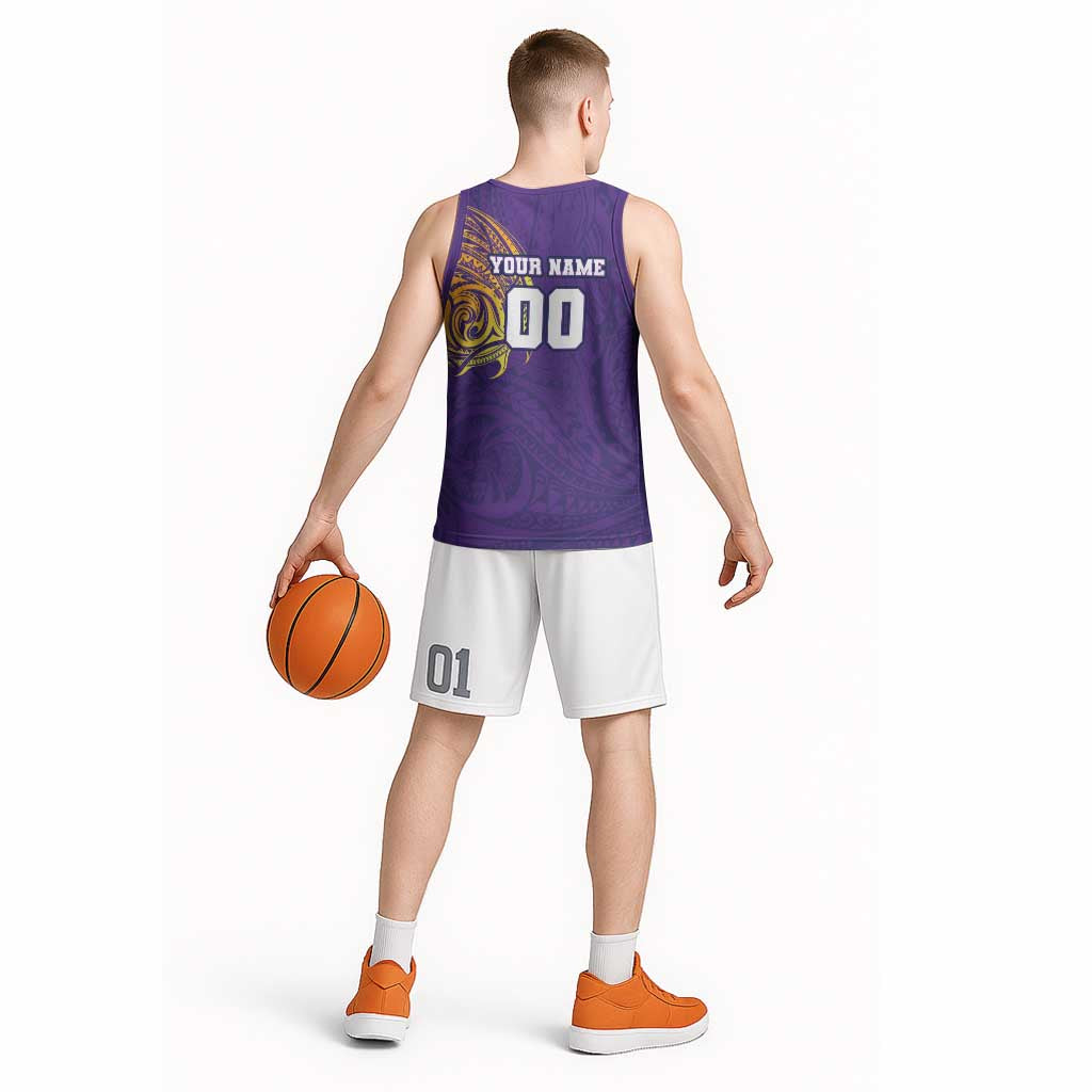 Personalized Melbourne Storm Basketball Jersey Polynesian Tribal Chest and Sleeve Tattoo