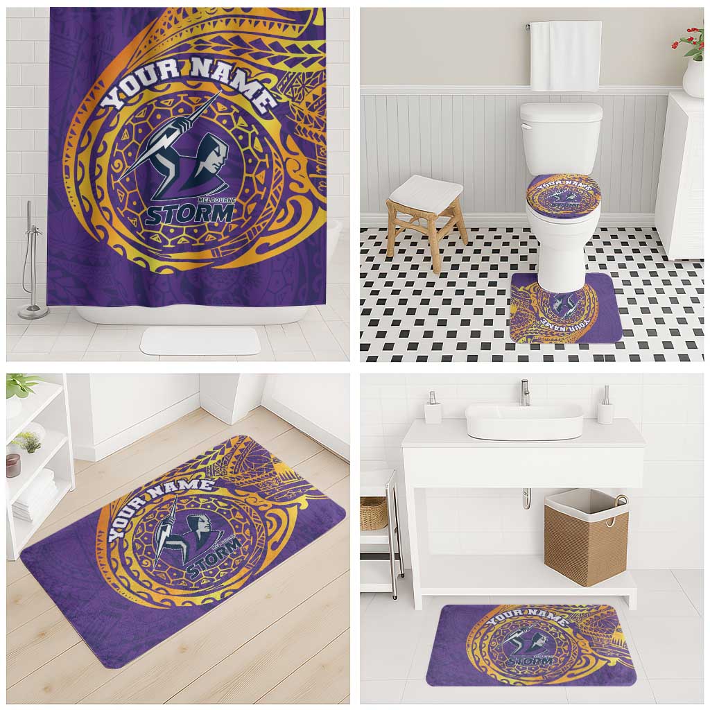 Personalized Melbourne Storm Bathroom Set Polynesian Tribal Chest and Sleeve Tattoo